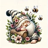 Gnome and Bee PVC Vinyl Car Decals Stickers Waterproof Self-Adhesive Decals for Cars, Laptops, Trucks, Motorcycles Wall Window Luggage Scratch Cover Door Decor Sticker