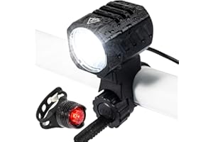 USB Rechargeable Bike Head and Tail Light Set，2000 Lumens Aluminum Alloy Front Lights Have 6 Modes，IP65 Waterproof Mountain/R