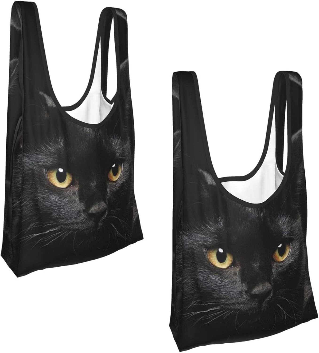 Cat pattern black cat Grocery Bags Reusable, EcoFriendly, 2 Pack
