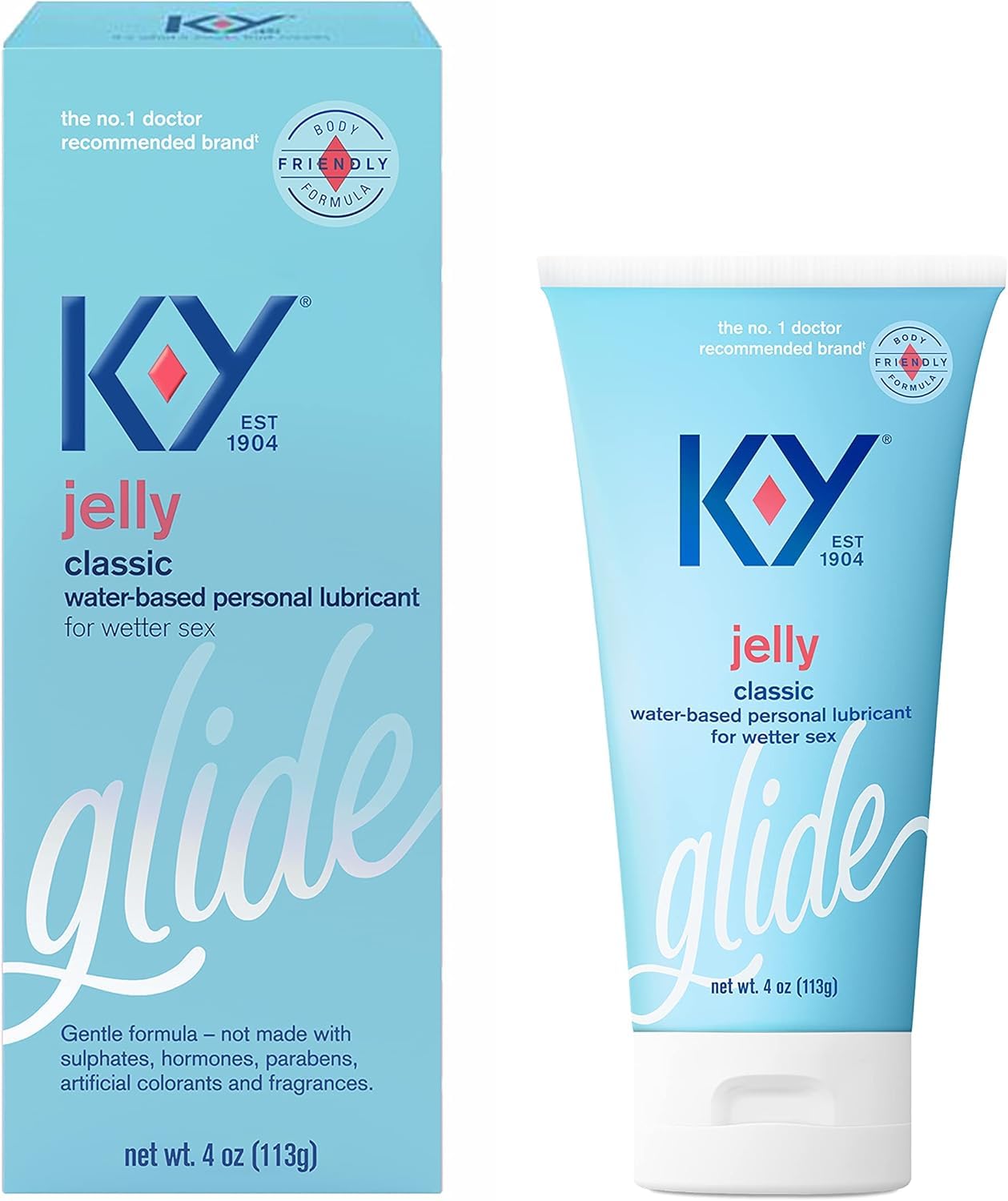 K-Y Jelly Lube, Personal Lubricant, Water-Based Formula, Safe to Use with Latex Condoms, for Men, Women and Couples, 4 FL OZ (Pack of 1)