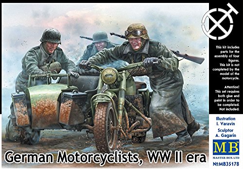 Master Box Models 1/35 German Motorcyclists, WWII Era - 4 Figure Set