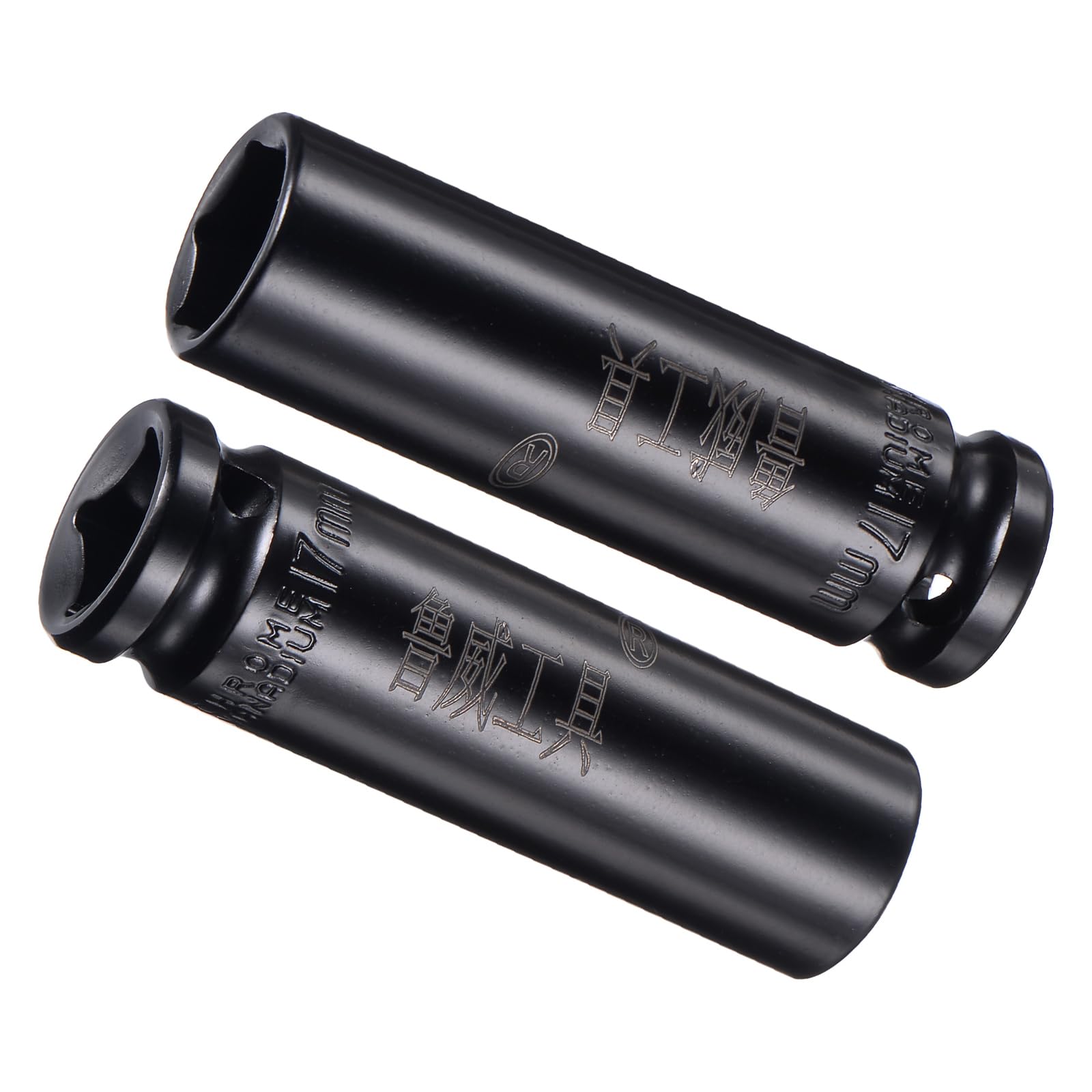 CoCud Deep Impact Socket, 1/2" Drive 17mm Socket, CR-V Steel Rounded Corner Design 6-Point Deep Impact Socket - (Applications: for Screw Installation), 2-Pieces