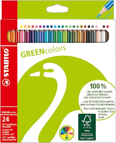- Lápiz de color ecológico - GREENcolors - Estuche de 24-24 colores diferentes