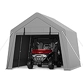 VerisShade 10 x 10 ft Carport Storage Shed, Shelter Logic with 2 Roll-up Zipper Door, Heavy Duty Waterproof Tarp, Storage Tent for ATV, Motorcycle, Bike, Garden Tools, Firewood