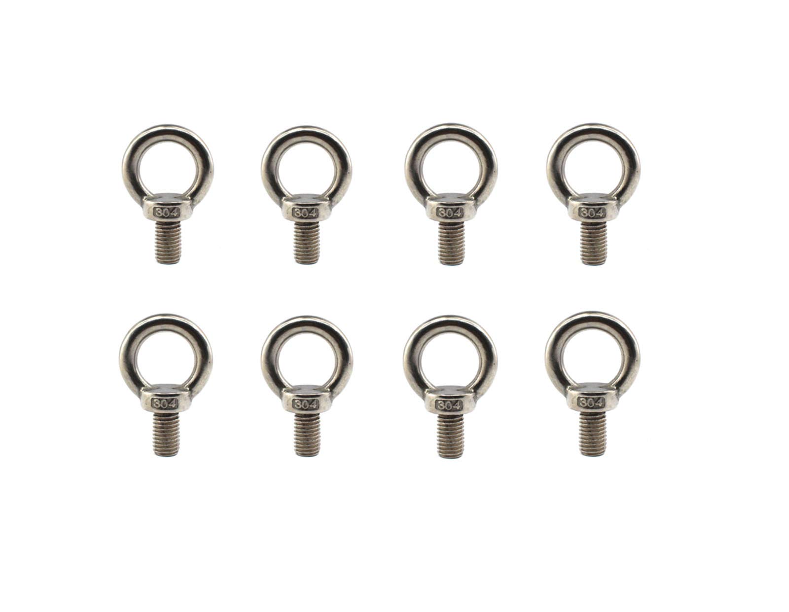 304 stainless steel M8 lifting rigging eyebolt ring Shaped with lengthened thread(30mm) pack of 8 pcs
