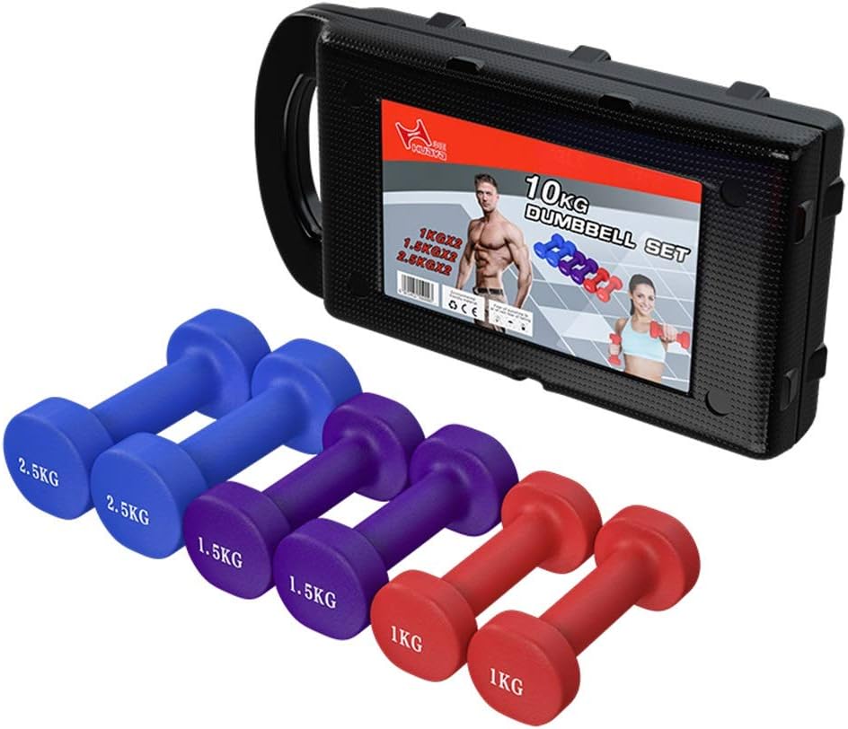 Set of 6 Dumbbells Fitness Alley Neoprene Dumbbell Set Coated for Non Slip Grip - Hand Weights Set - Neoprene Weight Pairs