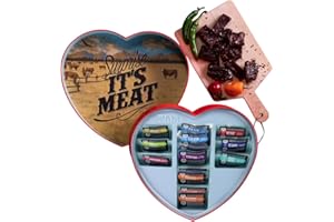 MAN CRATES Jerky Heart – Includes 14 Delicious Beef Jerky Snacks With Flavors Like Habanero and Honey Bourbon – In A Delightfully Surprising Heart-Shaped Box