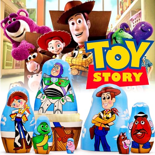 AEVVV Toy Story Wooden Nesting Dolls Sets 7 Pcs - Russian Matryoshka Cartoon Themed