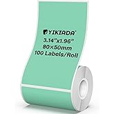 YIKIADA Green Thermal Labels 1.96 × 3.14 Inch Vinyl Waterproof Stickers Self-Adhesive Address Decals Compatible with M110/M220 100 PCS