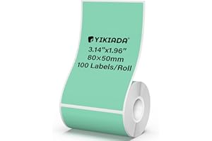 YIKIADA Green Thermal Labels 1.96 x 3.14 Inch Vinyl Waterproof Stickers Self-Adhesive Address Decals Compatible with M110/M22