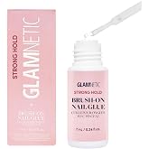 Glamnetic Strong Hold Brush On Nail Glue - Vegan | .24oz | Brush tip applicator glue for press ons and fake nails. Travel-friendly, mess-free formula. Vegan, durable, long-lasting hold