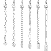PH PandaHall 6 Styles Silver Necklace Extender Chain Links Extender Jewelry Extension Chain Lobster Clasps Necklaces Extenders for Women Jewelry Making Bracelet Anklet Keychains 2.6-3 Inch