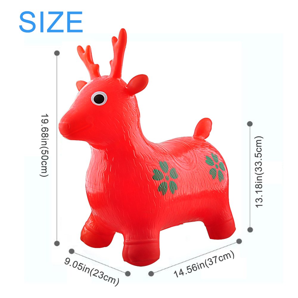 Gimilife Deer Hopper, Inflatable Hopper Bounce Seat,Free Foot Pump,Jumping Deer Space Hopper,Ride-on Bouncy Animal Hopper,Rubber Heavy Duty Sit and Bounce For Children Kids