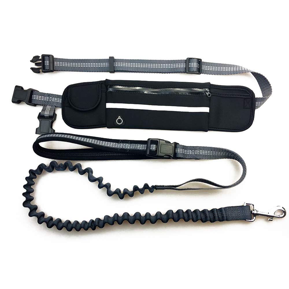 VOANZO Dog Leashes with Waist Pack, Polyester Pet Leash Detachable, Suitable for Sports Running and walking (black)