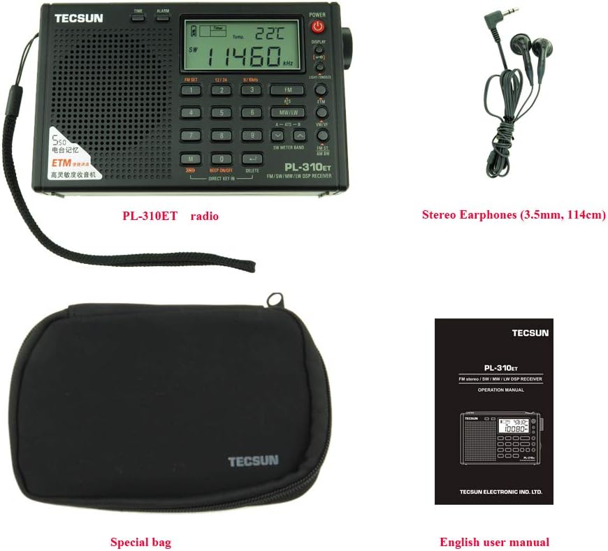 TECSUN PL-310ET FM Stereo/SW/MW/LW World Band PLL DSP Radio Black by allnice: Home Audio & Theater