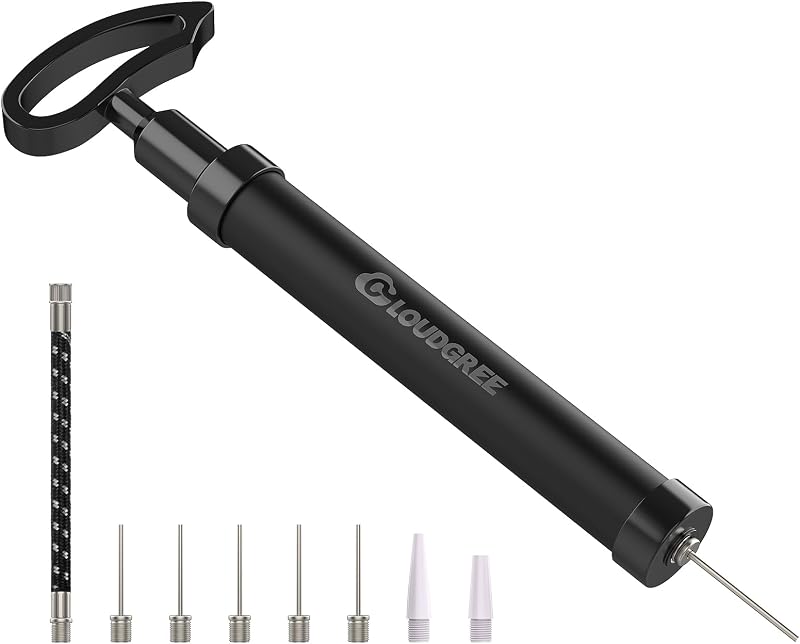 Cloudgree Sports Ball Pump 10in Air Inflator Kit with Needles & Hose
