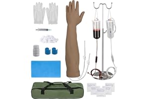 Ultrassist Phlebotomy Practice Arm Kit Dark Skin, IV Arm for Nursing Practice with Carrying Bag, Fake Arm with Fake Blood for Phlebotomy