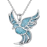 Cargari Animal Necklace 925 Sterling Silver Turquoise Horse/Phoenix/Bison/Elephant Pendant Necklace Gifts for Women Men