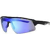 Rawlings Fake Pump Shield Sport Sunglasses for Men, Matte Black/Blue Mirror, 65mm