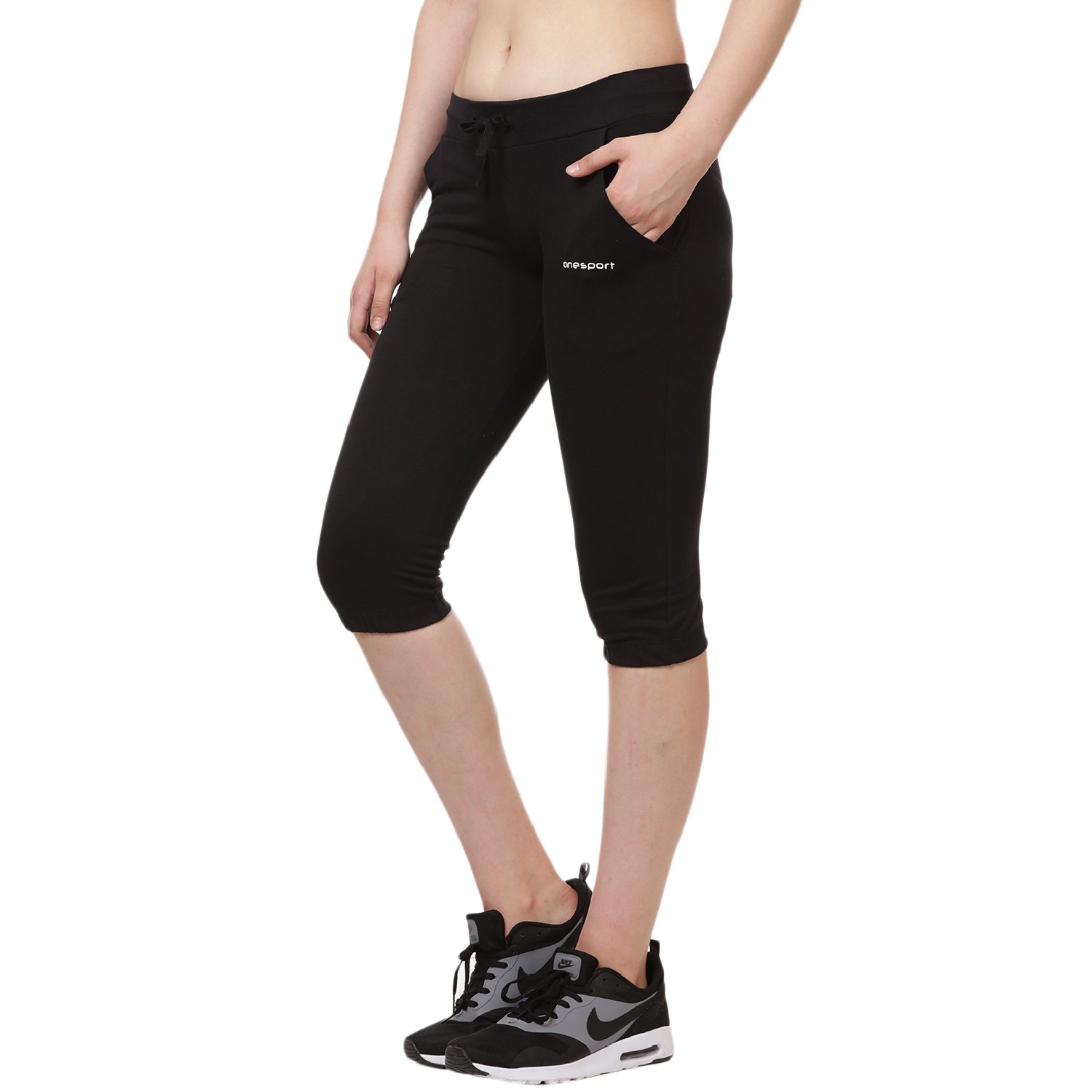 onesport black slim fit sports capri for women -onsp51blk- parent