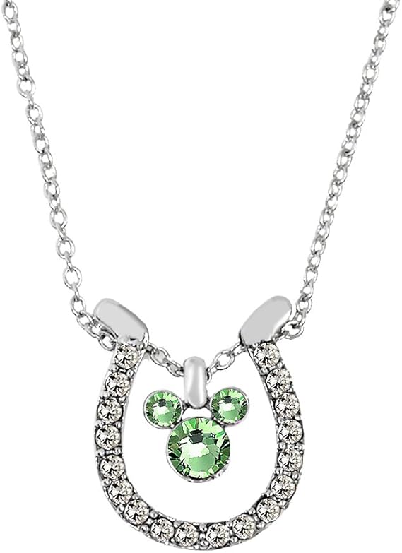 Amazon ディズニー ネックレス 誕生石 馬蹄 幸運 5月 24金 加工 ホワイトゴールド 金運 ミニ巾着 ミニ紙袋付き レディース ジュエリー アクセサリー Disney グッズ スワロフスキー Swarovski石 並行輸入品 ネックレス 通販