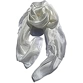 100% Pure White Silk Scarf, Organic Women's Lightweight Long Mulberry Shawl, Hypoallergenic Solid Thin White Wrap Handmade in Vietnam, Gift for Mom and Her.