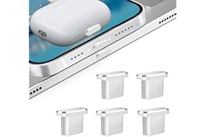 VIWIEU Designed for iPhone 15 Pro Max Plus USB-C Anti Dust Plugs Metal Type C Charging Port Cover Caps Protectors (5 Pack, Silver)