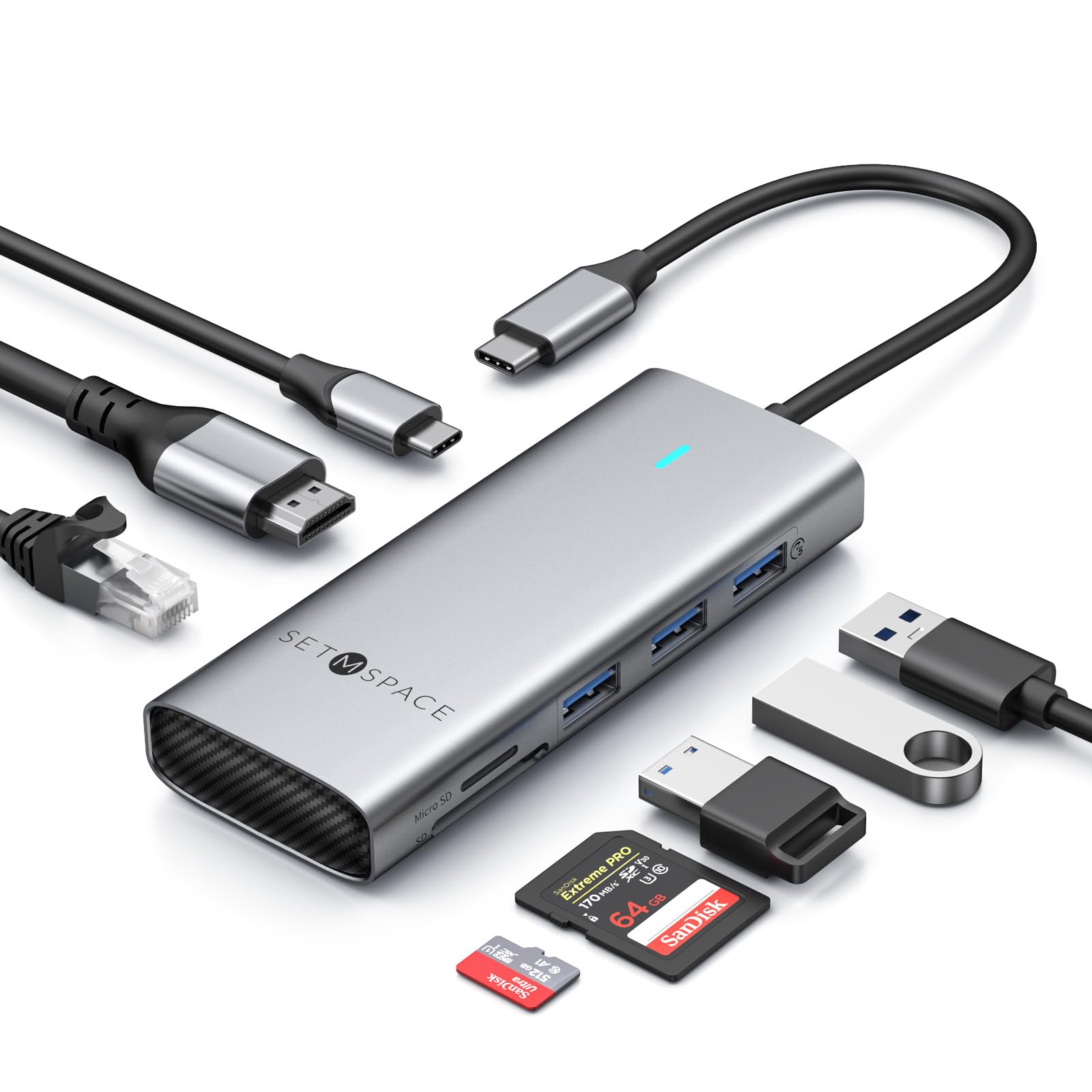 USB C Docking Station, 8 in 1 Laptop Docking Station Multiport Adapter with HDMI [4k@60Hz], 1 GigE Ethernet, PD100W, 3 x USB 3.0 Ports, SD/TF Card Reader, USB C Hub for Dell/HP/Lenovo/Surface/Mac