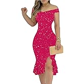 YUNZSXJY Women's Party Club Midi Dress Elegant Off Shoulder Sleeveless Dress Cocktail Evening Party Night Fishtail Dresses