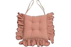 Set of 2/4/6 Ruffled Chair Cushions for Dining Chairs, 16 x 16 in Cotton Fabric Chair Cushion with Ties Non-Slip Soft Vintage