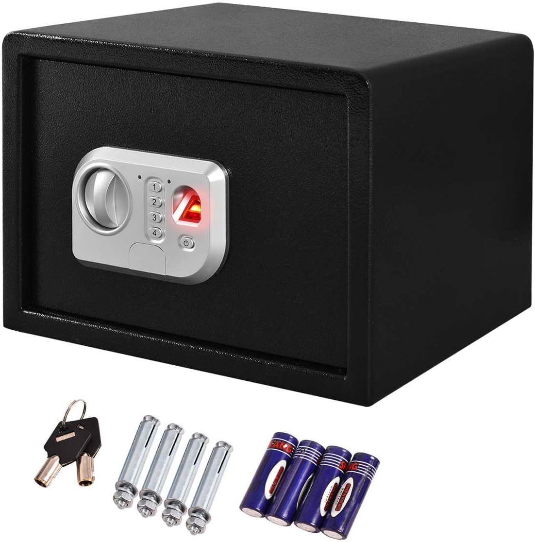 Safstar Cabinet Safes Biometric Fingerprint Electronic Digital Keypad Lock Security Box for Cash Jewelry Passport Guns Collectibles (BS Fingerprint: 9.8" x 13.7" x 9.8"): Office Products