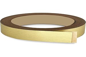 UNMAR Brushed Gold PVC 1/2 inch x 50 ft Edge Banding Peel Stick Tape Adhesive Metal Edging Veneer Aluminum Trim Flexible Strip Molding MDF Wood Cabinet Laminate Shelf Furniture Countertop Formica Plywood
