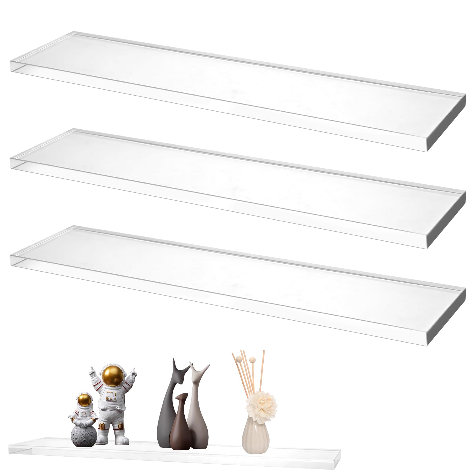 View 1 of Ahzemepinyo 3 Pieces Acrylic Medicine Cabinet Replacement Shelves Bathroom Cabinets Shelves for Living Room Bathroom Kitchen Wall Mounted Medicine Cabinets, 13 Inches