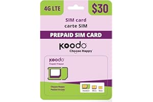 Koodo Mobile 4G LTE Prepaid 30$ SIM Card Starter Kit - Unlimited Talk Canada + 20 GB (4G Network) | 1 Month Prepaid Service I