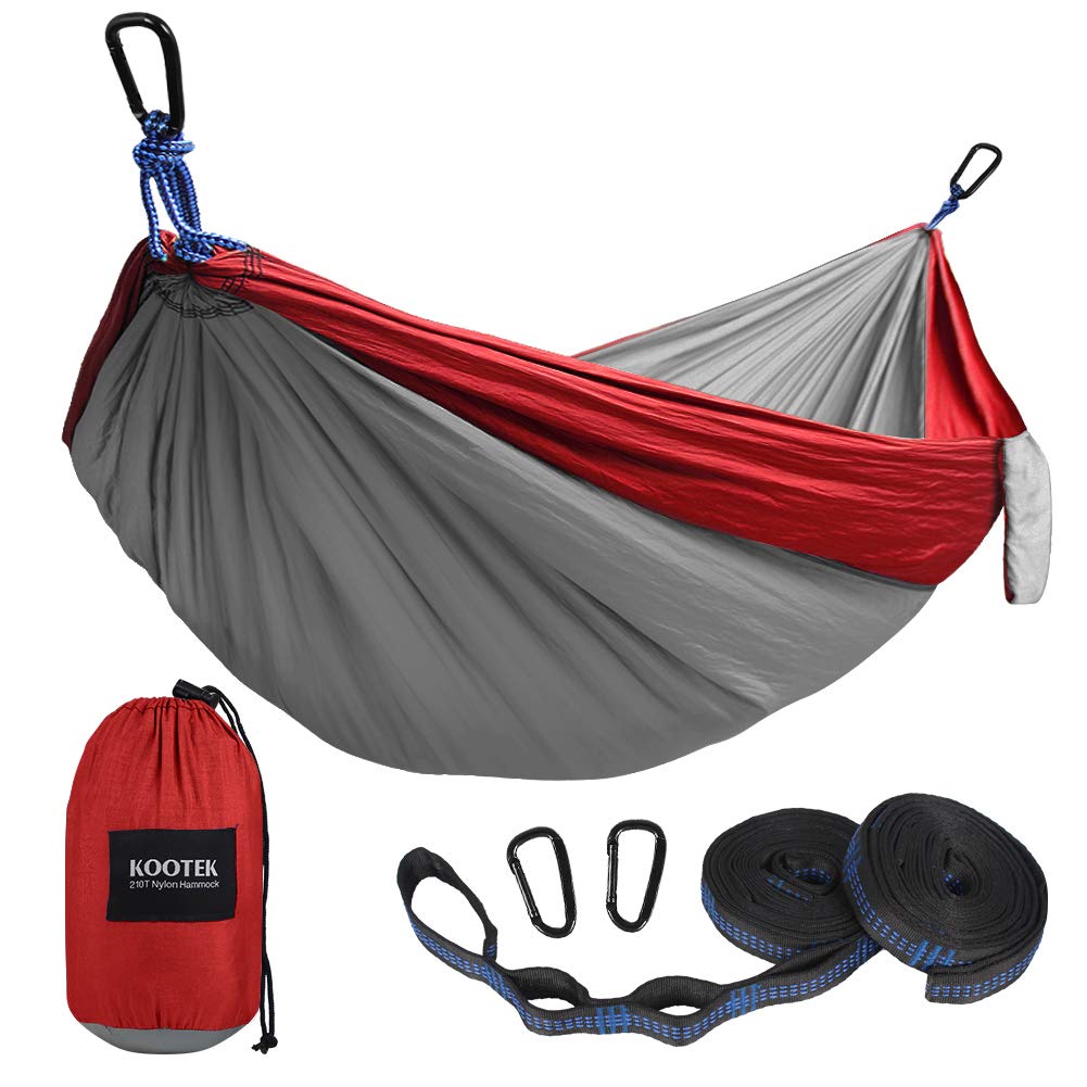 Best double outdoor parachute nylon hammock with mosquito net, red