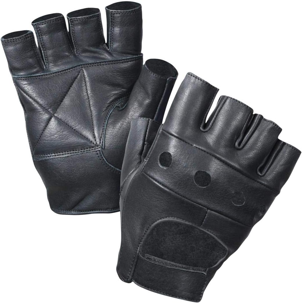 Leather Fingerless Gloves, Soft Lambskin (Black)