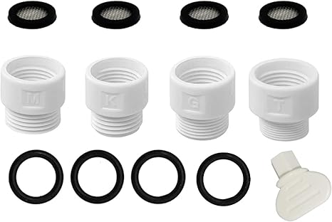 Amazon アダプター Mym Kvk Inax 東京ガス 4個セット シャワーホース取り付け用アダプターセット 水漏れを防ぐ 工具不要 取り付け簡単 白い シャワーヘッド ホーム キッチン オンライン通販