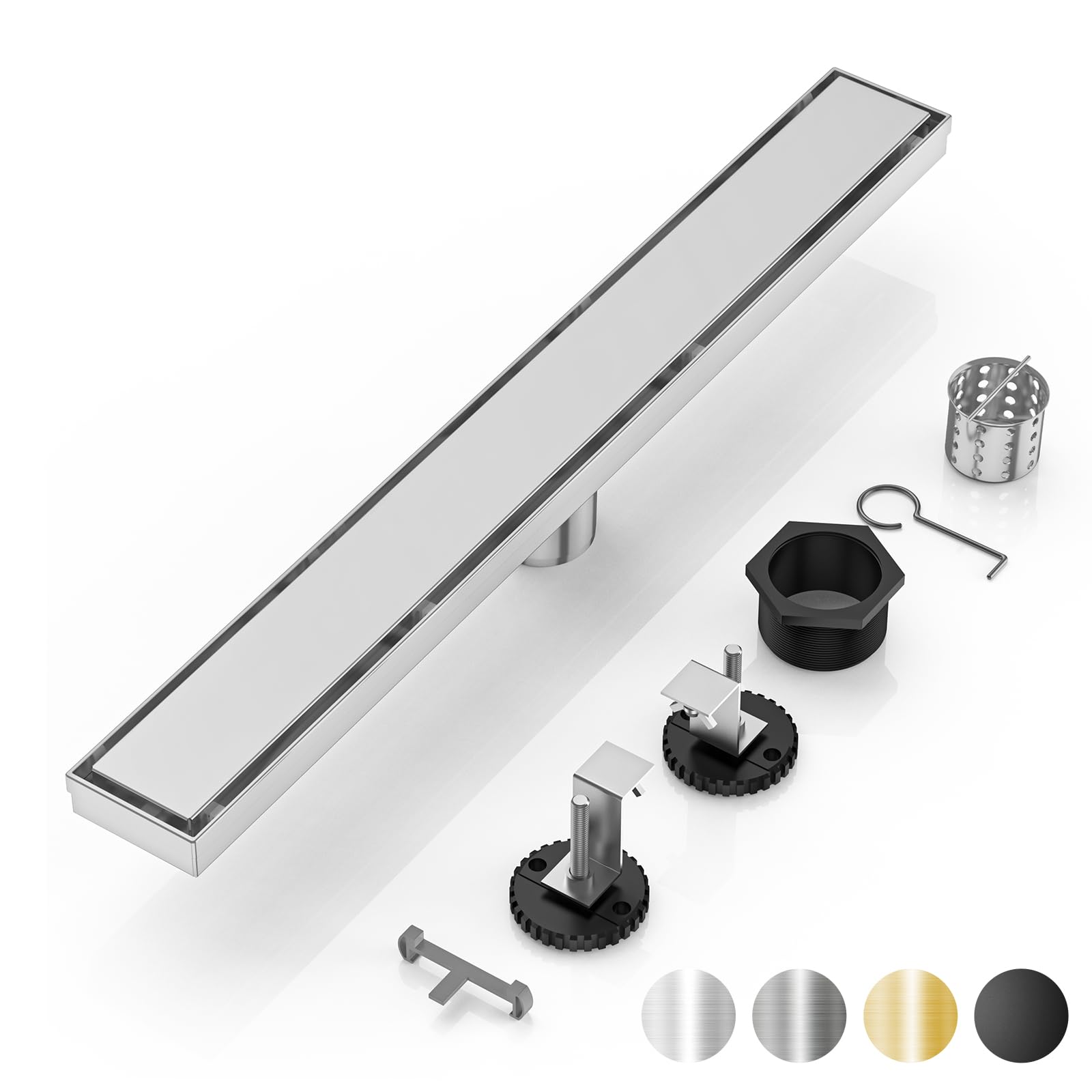 DLONE Linear Shower Drain, 28" AISI 304 Stainless