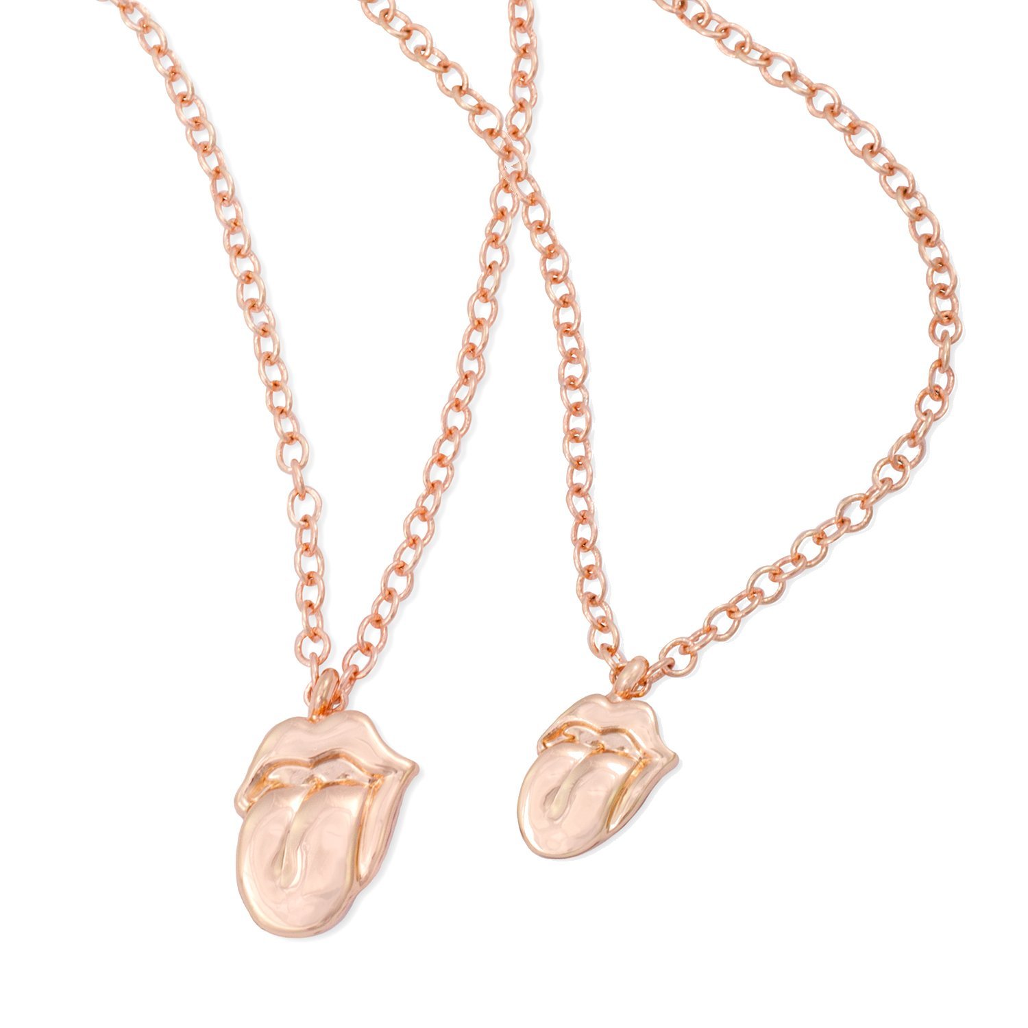 The Rolling Stones Rose Gold Tongue Necklace & Bracelet Set, Rose Gold