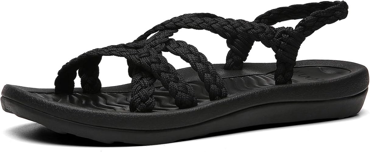 Amazon Com Qleyo Women S Comfortable Flat Walking Sandals With