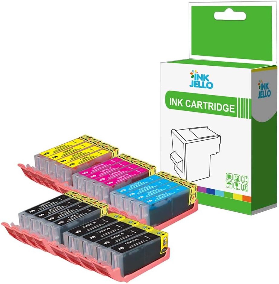 InkJello Ink Cartridge for Printer Compatible With Canon Pixma iP7200 iP7250 iP8700 iP8750 iX6850 MG5450 MG5450S MG5550 MG5600 MG5650 MG6350 MG6450(Black