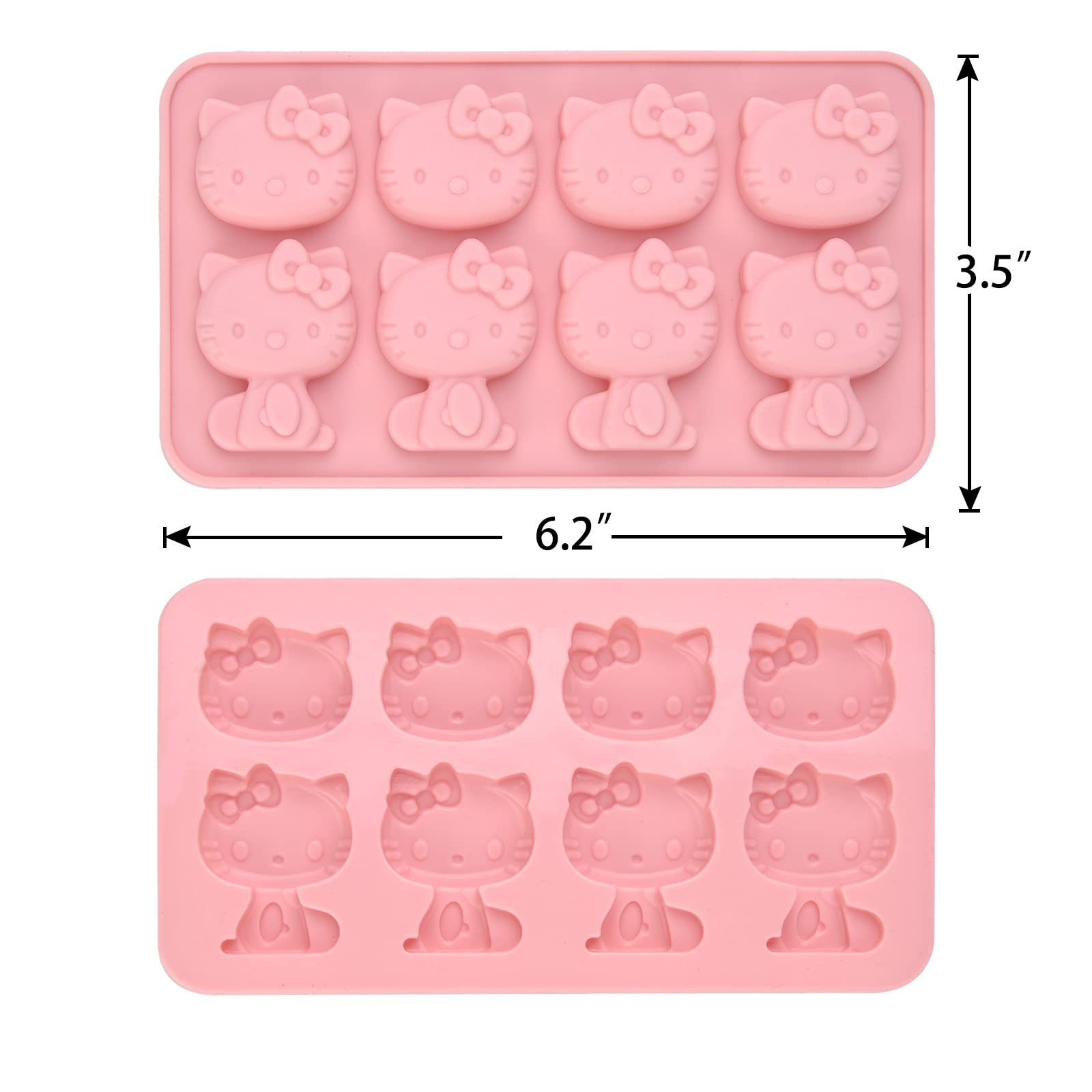 Hello Kitty Silicone molds,Small ice mold,Chocolate tray for Sugarcraft, Birthday Cake Decoration, Gum paste Icing, Candy Chocolate Cupcake Topper Decorating and DIY Baking Tools 8 Cups 2 pack