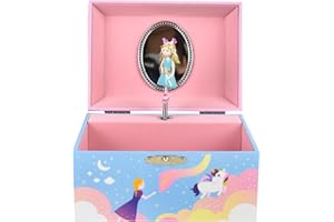 HLEEDUO Princess Music Box Jewelry Box for Girls, Fairy Toys with Rotating Fairy Figure, Princess Room Decor & Toddler Jewelry Storage, Jewelry Box for Little Girls 4-6 age Fairy Decor Gift-5.9"×4.3"×3.5"