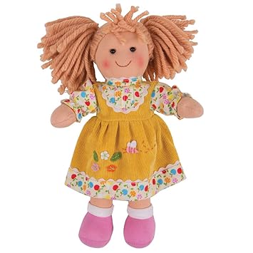 Bigjigs Toys Daisy Doll Soft Body Plush with Hair and Outfit, 11