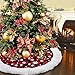 OurWarm Christmas Tree Skirt 48 Inch Luxury Buffalo Plaid Tree Skirt with Plush Faux Fur Trim for Rustic Christmas Holiday Decorations, White Snowflake Tree Skirt
