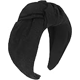 YISSION Knotted Headband Wide Headbands for Women Non Slip Black Headband Fashion Head Bands Top Knot Hairband Hair Accessories for Women (Printed Surface)