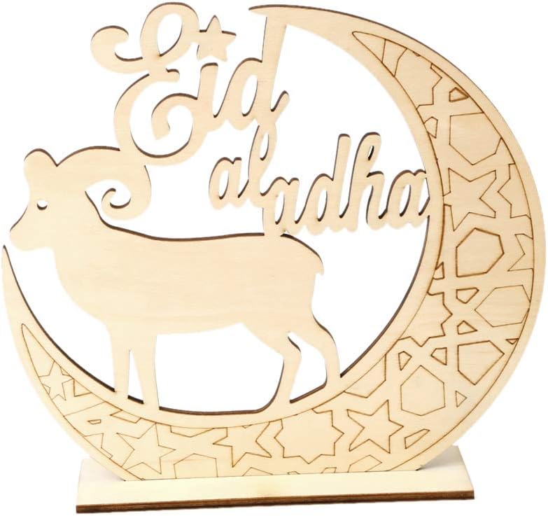 ZHENXI Muslim Islam Eid Al Adha Wooden Home Party Ornament Decor Plaque Sign Present Desk DIY Art Craft