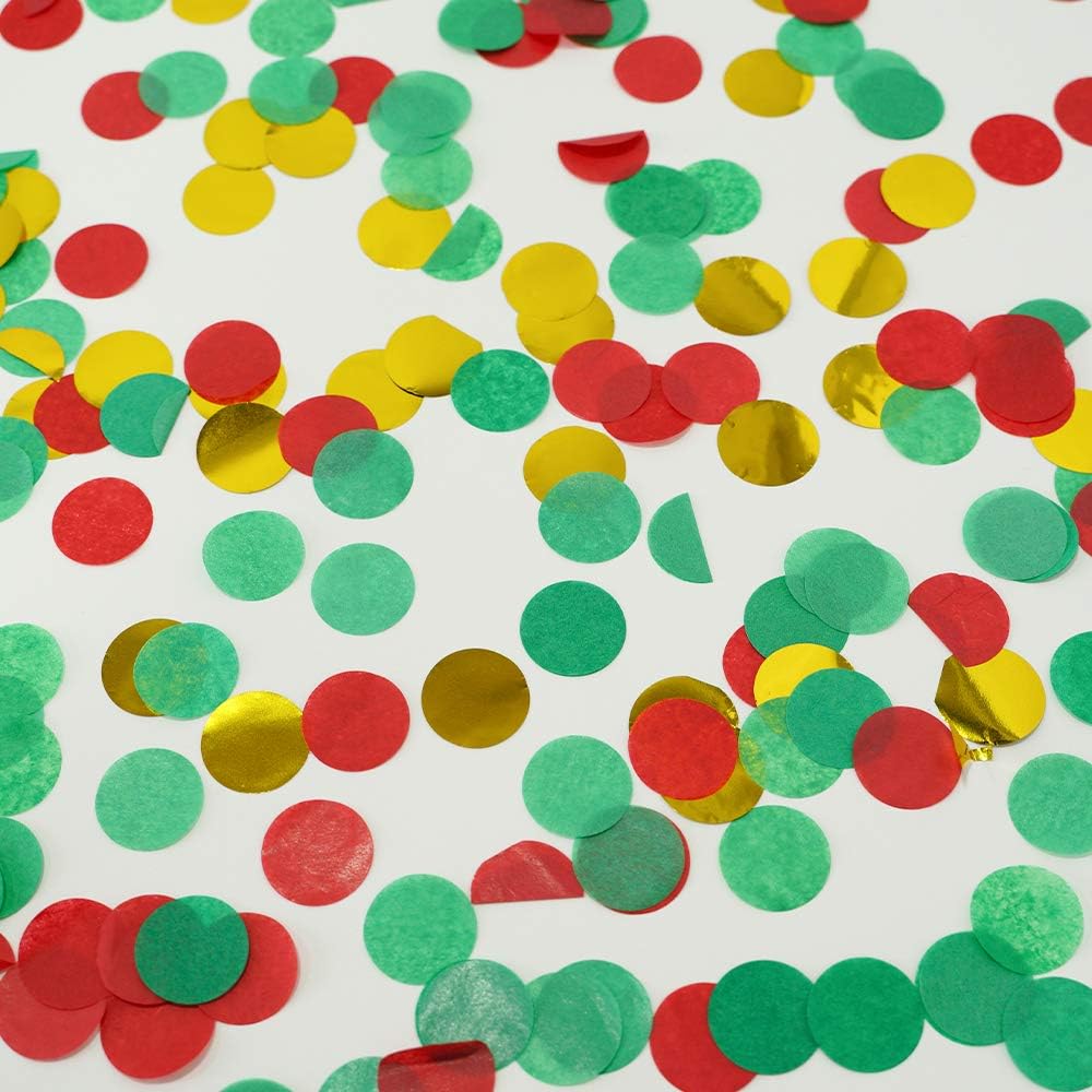2.5cm Paper and Foil Confetti Christmas Mix Round Tissue Confetti 6000pcs for Parties Weddings Birthday Party Balloon Table Decoration (Red - Image 5