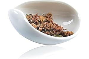 LWXLJMJZC 11x4CM White Porcelain Cha He Tea Vessel -Coffee Bean Weighing Tray-Loose Leaf Tea Presentation- Tea Accessory - Tea Scoop