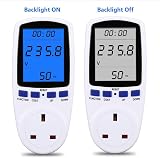 MECHEER Power Meter Plug Energy Monitor with Backlight 180° LCD UK Plug view 2